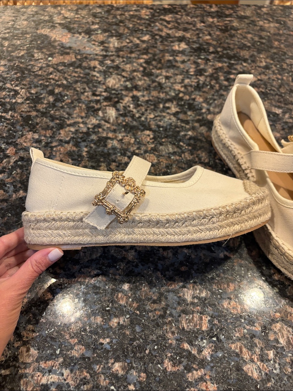 SODA Cream Canvas Espadrille Mary Jane with Decorative Buckle - Picture 3 of 16